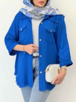 مانتو دو جیب پاکتی ریش دار کد 6530 - تصویر 16