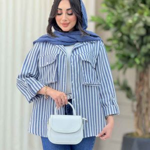 مانتو راه راه جیب پاکتی کد 6537