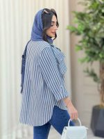 مانتو راه راه جیب پاکتی کد 6537 - تصویر 13