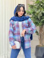 مانتو چهارخونه دو جیب کد 6536 - تصویر 7