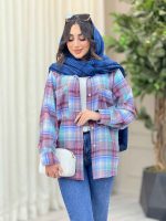 مانتو چهارخونه دو جیب کد 6536 - تصویر 2