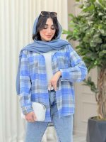 مانتو چهارخونه دو جیب کد 6536 - تصویر 3