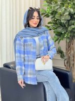 مانتو چهارخونه دو جیب کد 6536 - تصویر 6