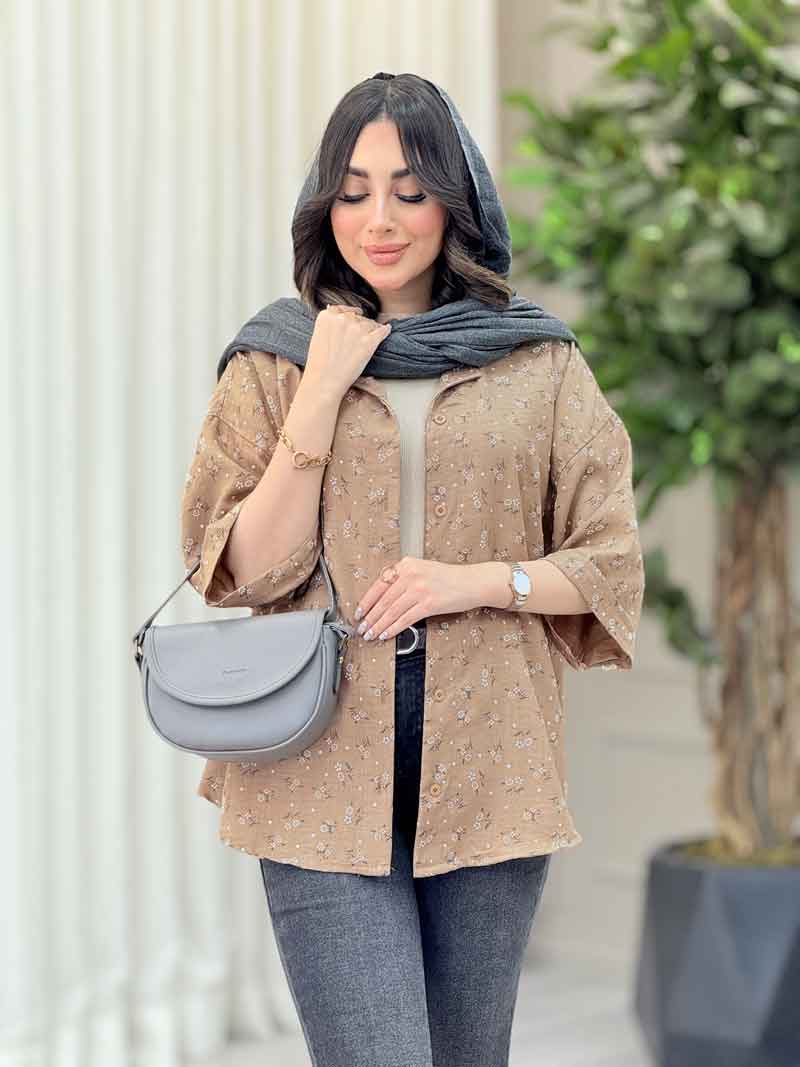 شومیز طرح گل تک جیب کد 6532 شومیز طرح گل تک جیب کد 6532