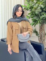 مانتو آستین پاگن جیب دو دکمه کد 6535 - تصویر 13