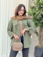 مانتو آستین پاگن جیب دو دکمه کد 6535 - تصویر 3