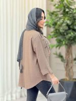 مانتو آستین پاگن جیب دو دکمه کد 6535 - تصویر 12