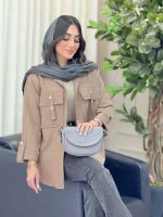 مانتو آستین پاگن جیب دو دکمه کد 6535 - تصویر 4