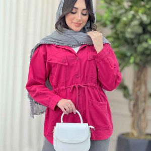 مانتو کتان کمرگت سر جیب مثلثی کد 6561