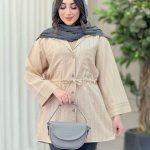 مانتو دو جیب کمرگت راه راه کد 6557