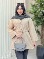 مانتو دو جیب کمرگت راه راه کد 6557