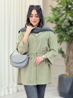 مانتو دو جیب کمرگت راه راه کد 6557 - تصویر 6
