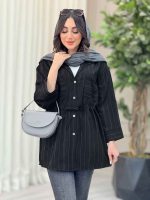 مانتو دو جیب کمرگت راه راه کد 6557 - تصویر 15