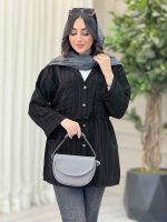 مانتو دو جیب کمرگت راه راه کد 6557 - تصویر 3