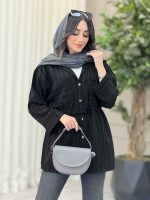 مانتو دو جیب کمرگت راه راه کد 6557 - تصویر 11