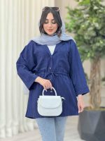 مانتو دو جیب کمرگت راه راه کد 6557 - تصویر 2