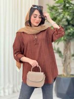 مانتو جلو بسته آستین پاگن رومینا کد 6574