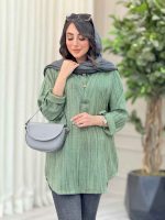 مانتو جلو بسته آستین پاگن رومینا کد 6574 - تصویر 2
