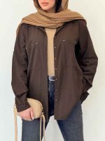شومیز دو جیب بغل پنج دکمه کد 6582
