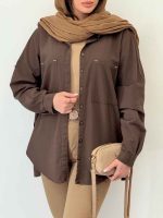 شومیز دو جیب بغل پنج دکمه کد 6582 - تصویر 7