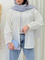 شومیز گلدوزی شیده کد 6590 - تصویر 8