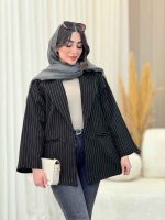 مانتو راه راه دو دکمه تیدا کد 6562 - تصویر 13