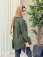 مانتو کتان ژیله دار پشت دکمه کد 6567 - تصویر 8