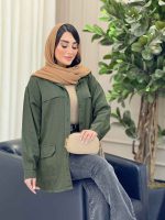 مانتو کتان ژیله دار پشت دکمه کد 6567 - تصویر 2