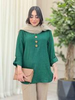 مانتو بغل سه دکمه چوبی کد 6571 - تصویر 7