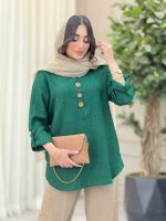 مانتو بغل سه دکمه چوبی کد 6571 - تصویر 13