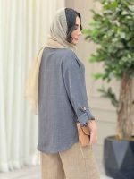 مانتو بغل سه دکمه چوبی کد 6571 - تصویر 11