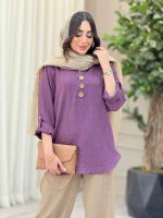 مانتو بغل سه دکمه چوبی کد 6571 - تصویر 25