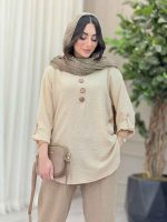 مانتو بغل سه دکمه چوبی کد 6571 - تصویر 15