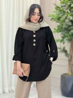 مانتو بغل سه دکمه چوبی کد 6571 - تصویر 18