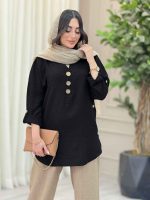 مانتو بغل سه دکمه چوبی کد 6571 - تصویر 12
