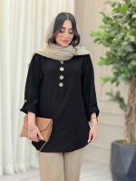 مانتو بغل سه دکمه چوبی کد 6571 - تصویر 9