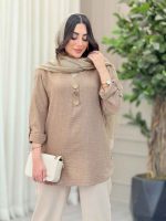 مانتو بغل سه دکمه چوبی کد 6571 - تصویر 8