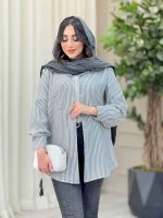 مانتو راه راه تک جیب کد 6538 - تصویر 4