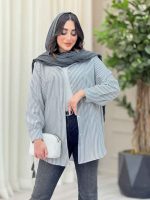 مانتو راه راه تک جیب کد 6538 - تصویر 7
