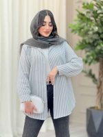 مانتو راه راه تک جیب کد 6538 - تصویر 22