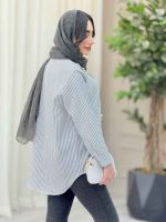 مانتو راه راه تک جیب کد 6538 - تصویر 20
