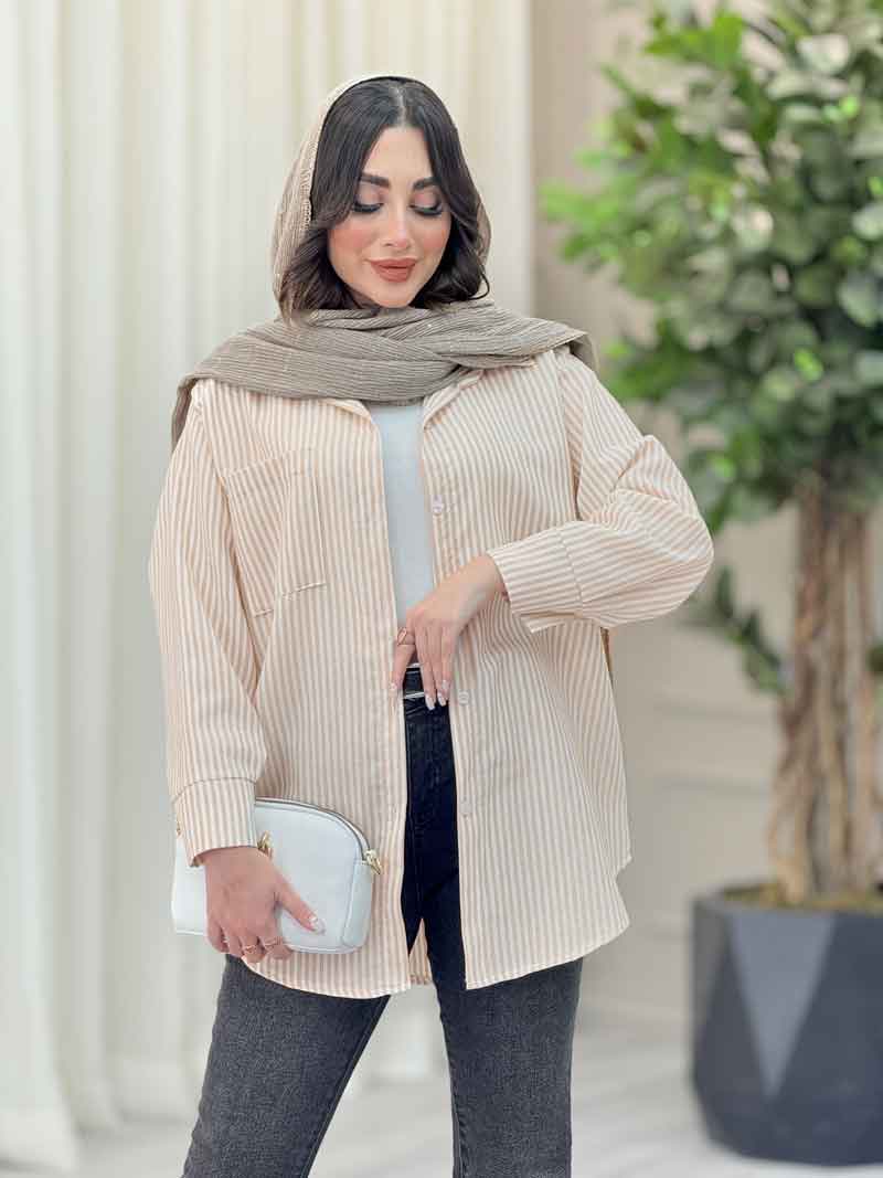 مانتو راه راه تک جیب کد 6538 مانتو راه راه تک جیب کد 6538