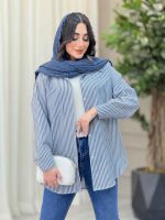 مانتو راه راه تک جیب کد 6538 - تصویر 11