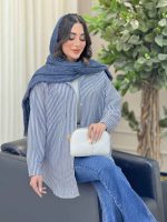 مانتو راه راه تک جیب کد 6538 - تصویر 2
