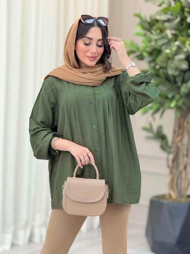 شومیز پیله دار آستین کش کد 6534 شومیز پیله دار آستین کش کد 6534