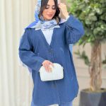 مانتو جین ترکیبی جلو دکمه کد 6609