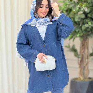 مانتو جین ترکیبی جلو دکمه کد 6609