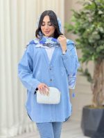 مانتو جین ترکیبی جلو دکمه کد 6609 - تصویر 10