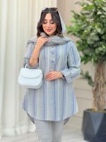 مانتو راه راه سه دکمه کد 6620 - تصویر 9