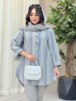 مانتو راه راه سه دکمه کد 6620 - تصویر 3